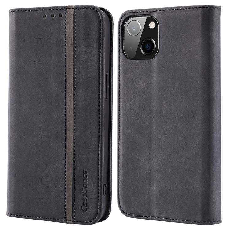 CASEDANCE Waltz 001 Series Supporting Wireless Charging Magnetic Auto-absorbed Flip PU Leather Stand Phone Case with Wallet for iPhone 13 6.1 inch - Black-1