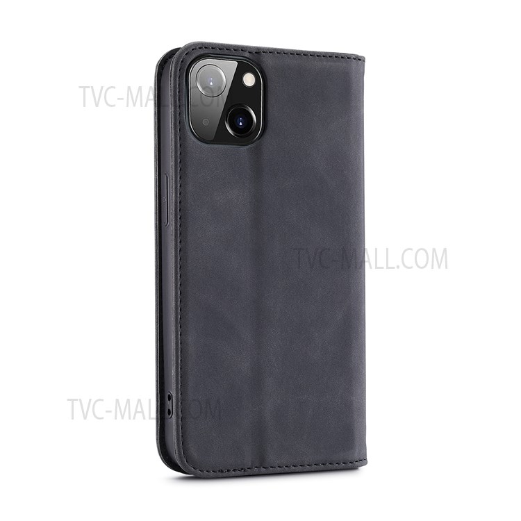 CASEDANCE Waltz 001 Series Supporting Wireless Charging Magnetic Auto-absorbed Flip PU Leather Stand Phone Case with Wallet for iPhone 13 6.1 inch - Black-3