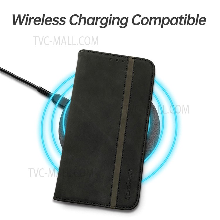 CASEDANCE Waltz 001 Series Supporting Wireless Charging Magnetic Auto-absorbed Flip PU Leather Stand Phone Case with Wallet for iPhone 13 6.1 inch - Black-6