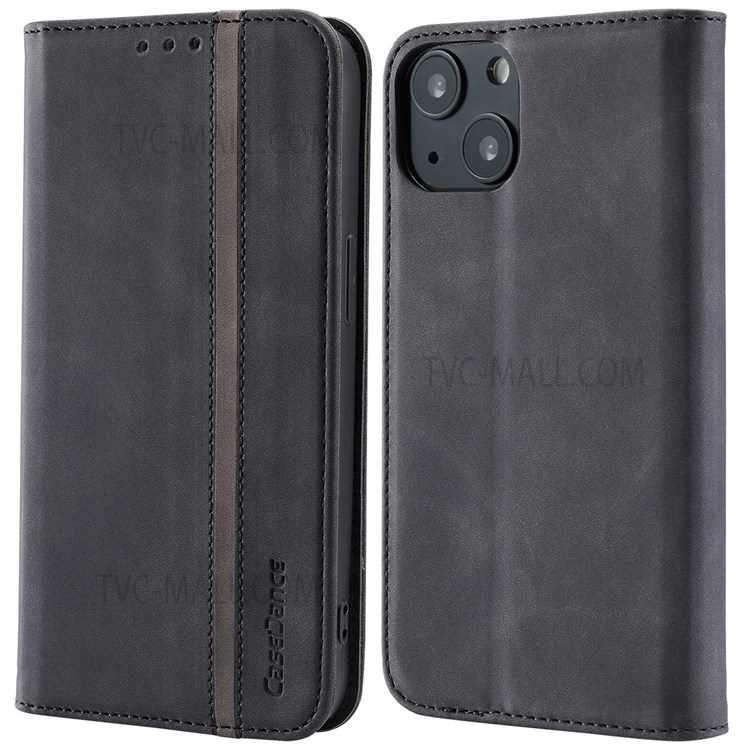 CASEDANCE Waltz 001 Series Well-protected Anti-scratch Magnetic Auto-absorbed PU Leather Stand Flip Phone Case with Wallet for iPhone 13 mini 5.4 inch - Black-1