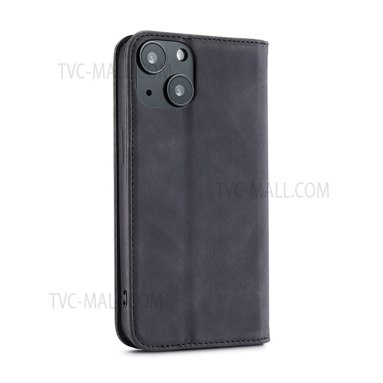 CASEDANCE Waltz 001 Series Well-protected Anti-scratch Magnetic Auto-absorbed PU Leather Stand Flip Phone Case with Wallet for iPhone 13 mini 5.4 inch - Black-3