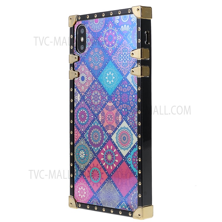 Straight Corner Glossy Pattern Printing Electroplating TPU Mobile Phone Cover for iPhone XS Max 6.5 inch - National Style-3
