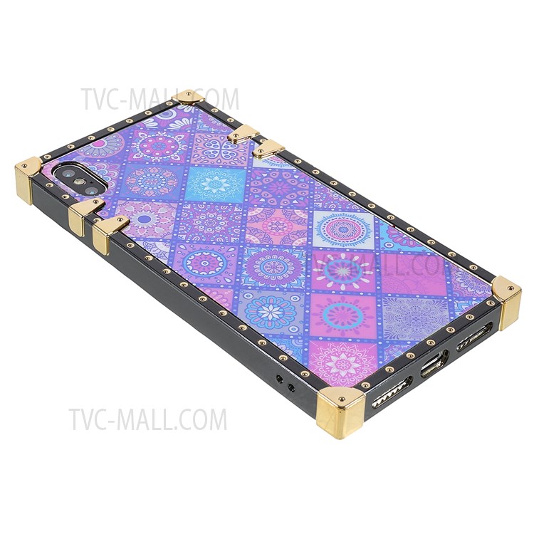 Straight Corner Glossy Pattern Printing Electroplating TPU Mobile Phone Cover for iPhone XS Max 6.5 inch - National Style-4