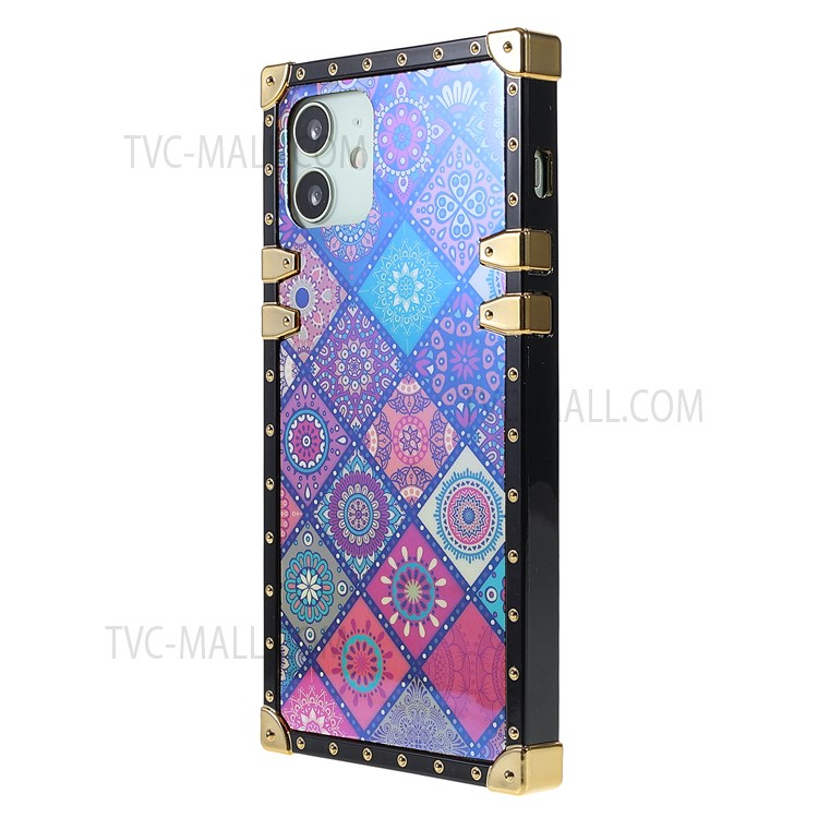 Anti-scratch Straight Corner Glossy Ethnic Style Pattern Printing Electroplating TPU Phone Cover Shell for iPhone 12/12 Pro 6.1 inch - National Style-3