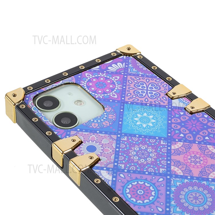 Anti-scratch Straight Corner Glossy Ethnic Style Pattern Printing Electroplating TPU Phone Cover Shell for iPhone 12/12 Pro 6.1 inch - National Style-6