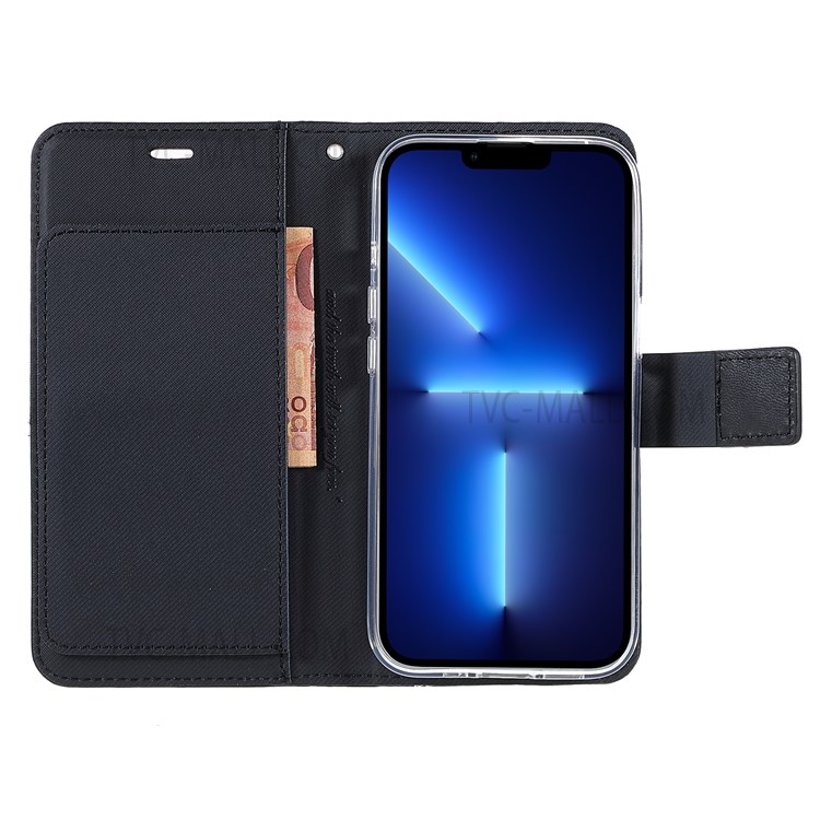 ROAR PU Leather + TPU Solid Color Mobile Phone Wallet Stand Case for iPhone 13 Pro Max 6.7 inch - Black-7