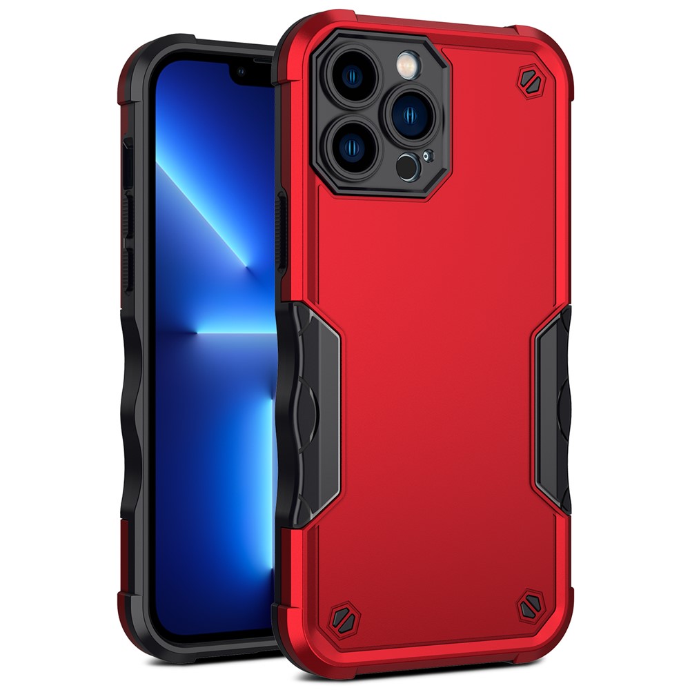Hybrid Hard PC Soft TPU Drop-proof Anti-scratch Protective Case for iPhone 13 Pro 6.1 inch - Red-1