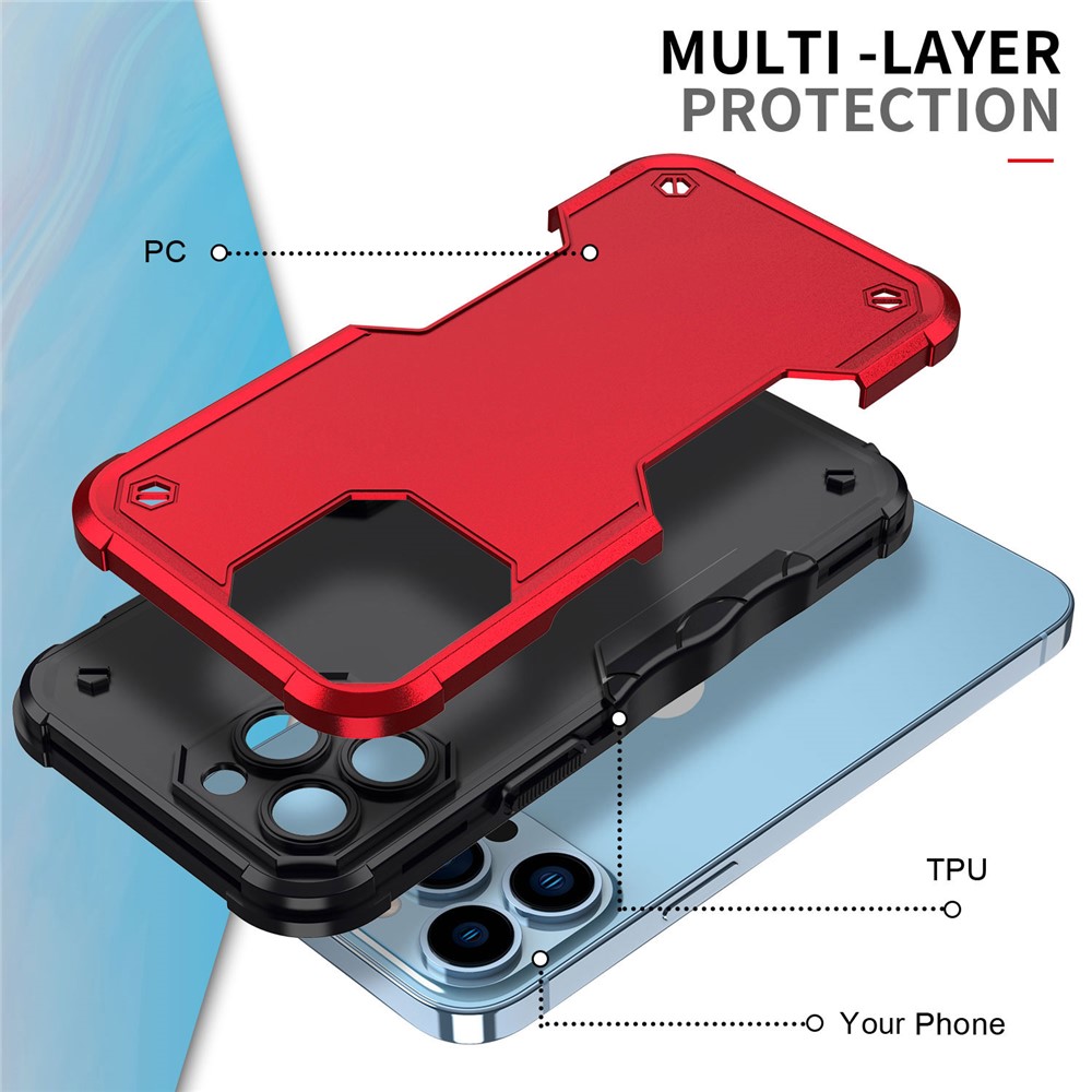 Hybrid Hard PC Soft TPU Drop-proof Anti-scratch Protective Case for iPhone 13 Pro 6.1 inch - Red-3