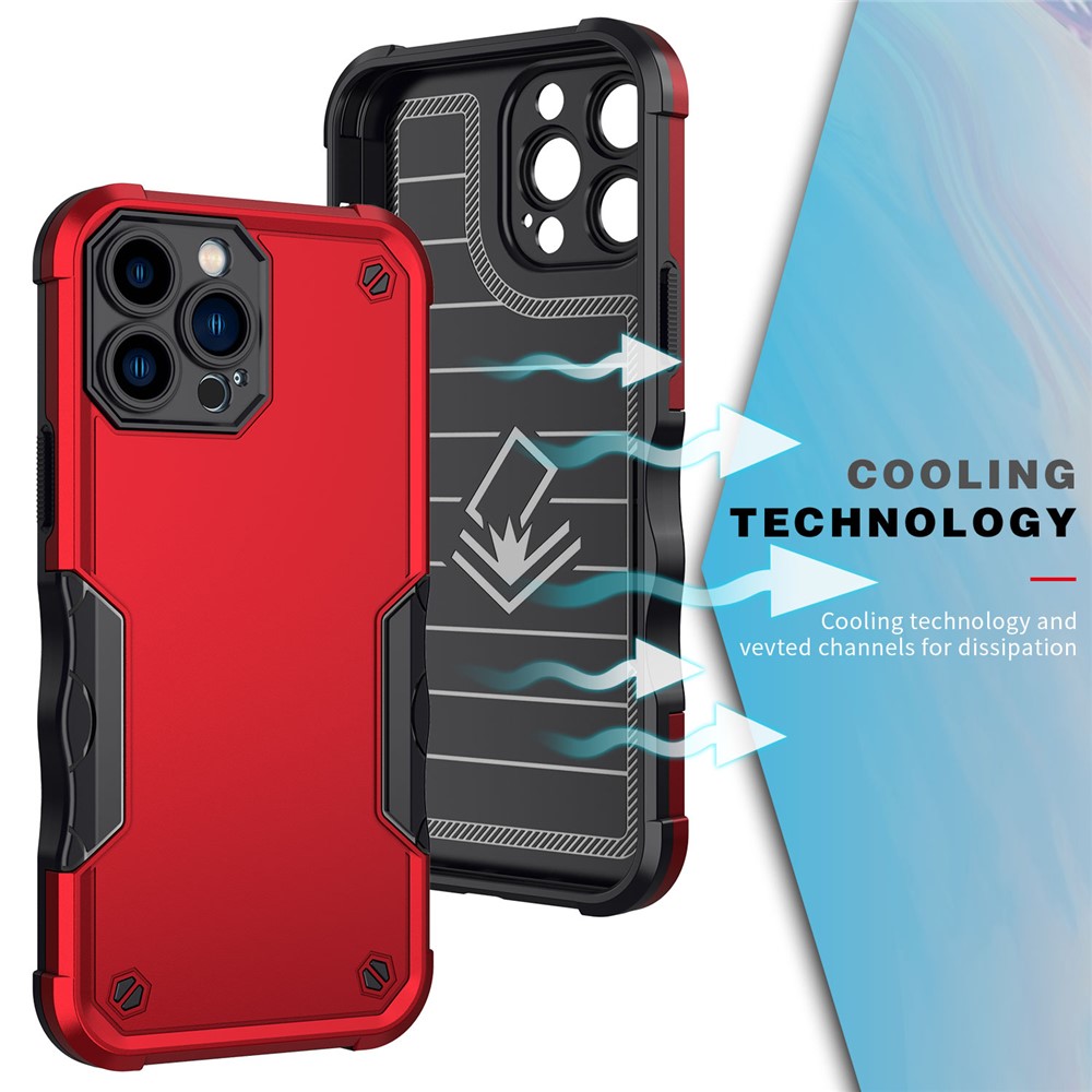 Precise Cutout Anti-fall Hybrid Hard PC Soft TPU Mobile Phone Case for iPhone 13 Pro Max 6.7 inch - Red-2