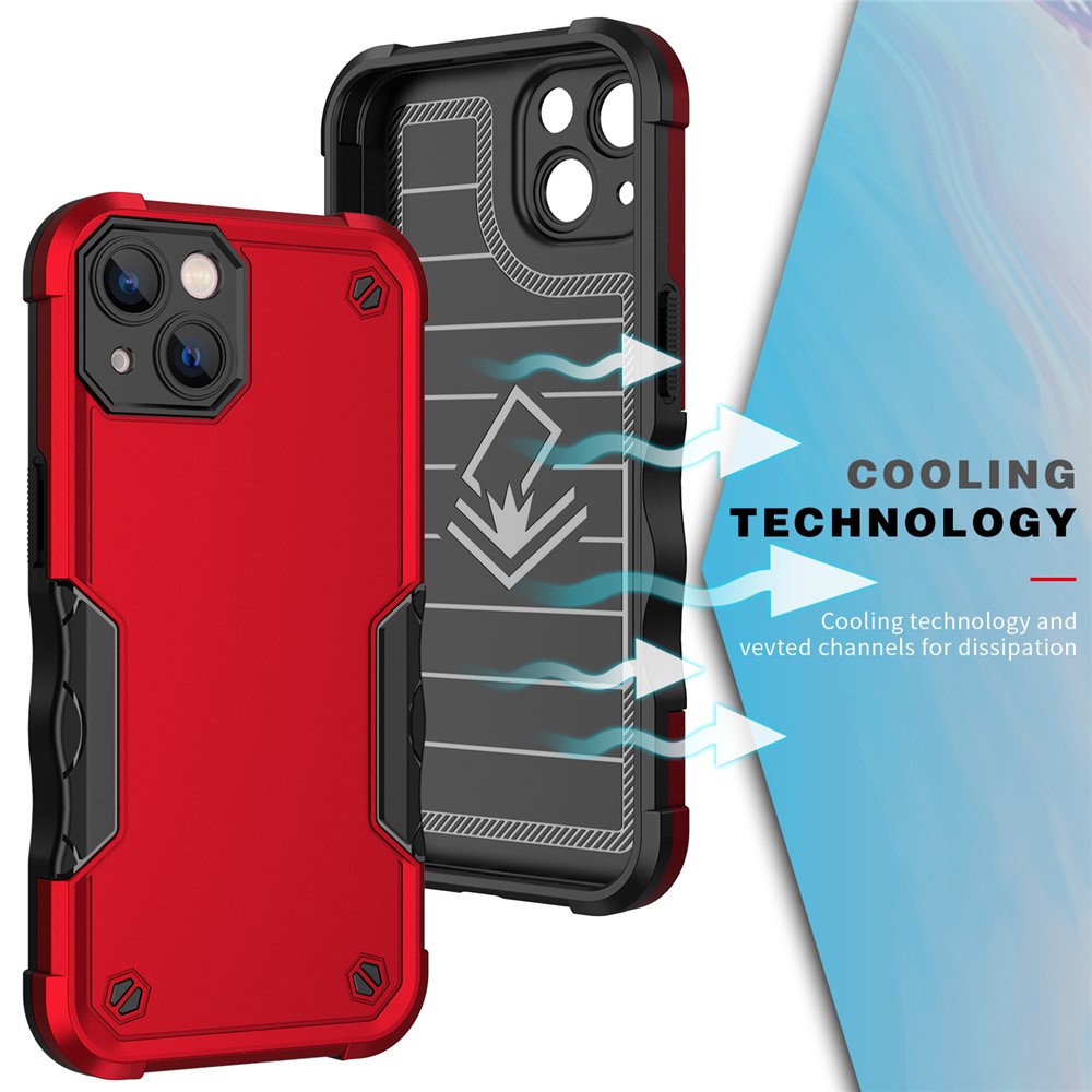Dual Layer Protection Shockproof Hard PC + Flexible TPU Case Cover for iPhone 13 6.1 inch - Red-2