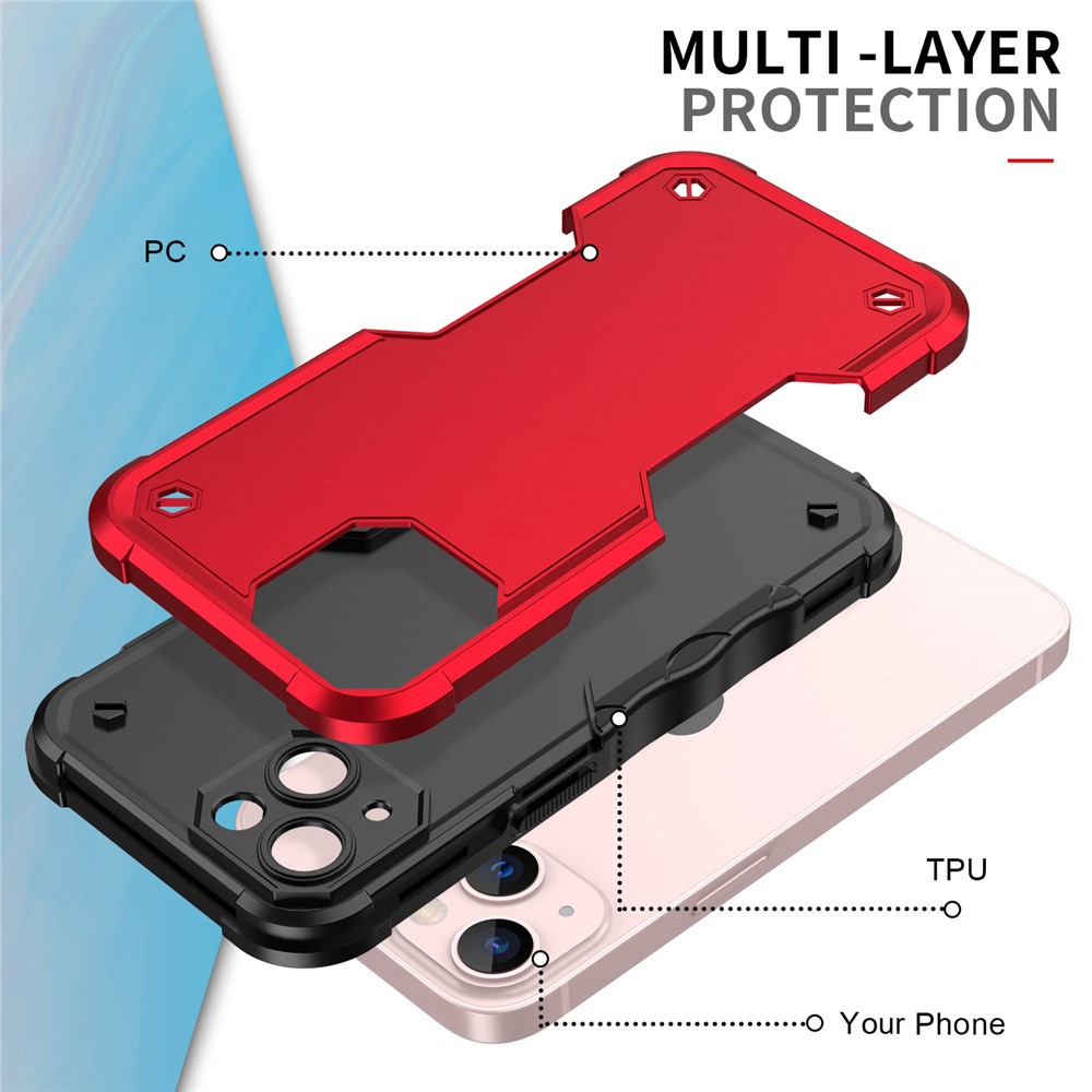 Dual Layer Protection Shockproof Hard PC + Flexible TPU Case Cover for iPhone 13 6.1 inch - Red-3