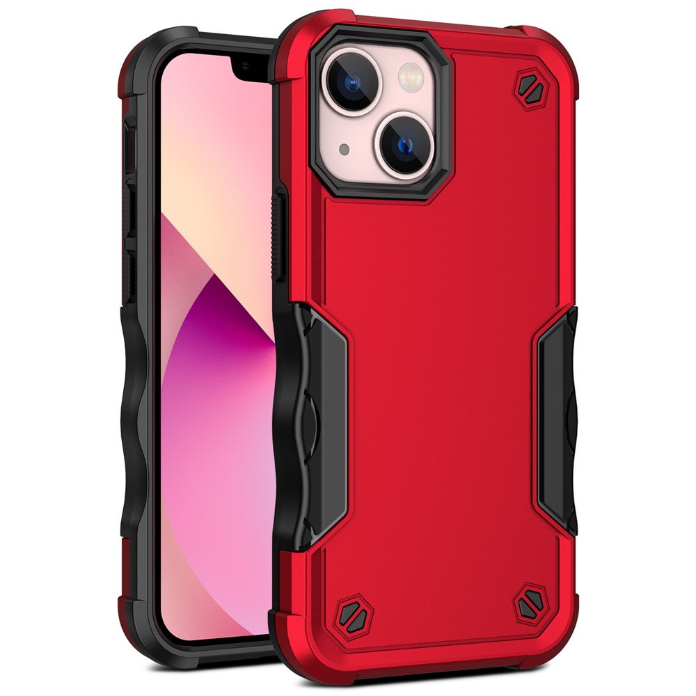 Anti-Scratch Hard PC Flexible TPU Defender Protective Phone Case for iPhone 13 mini 5.4 inch - Red-1