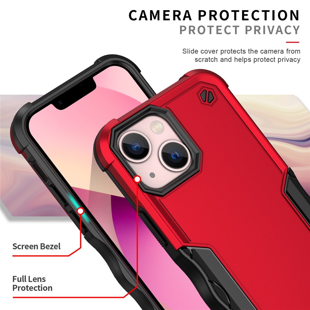 Anti-Scratch Hard PC Flexible TPU Defender Protective Phone Case for iPhone 13 mini 5.4 inch - Red-4