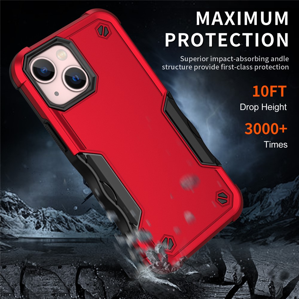 Anti-Scratch Hard PC Flexible TPU Defender Protective Phone Case for iPhone 13 mini 5.4 inch - Red-5