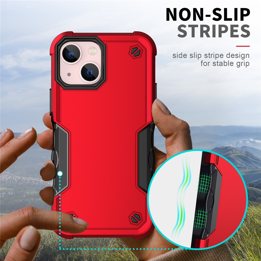 Anti-Scratch Hard PC Flexible TPU Defender Protective Phone Case for iPhone 13 mini 5.4 inch - Red-6