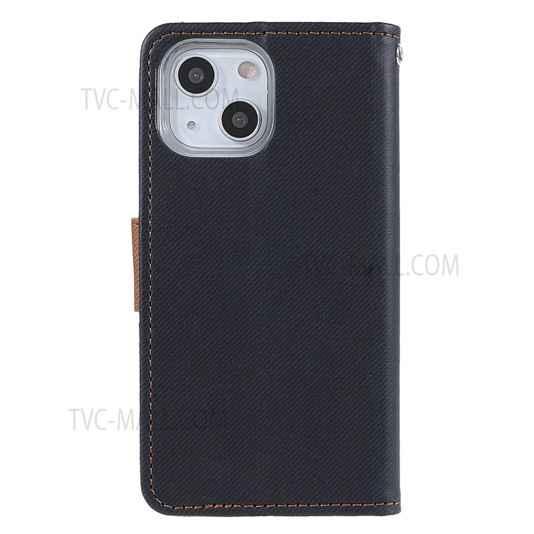 ROAR Viewing Stand Twill Grain Cloth Texture PU Leather Shell Magnetic Closure Flip Wallet Phone Case for iPhone 13 mini 5.4 inch - Black-3