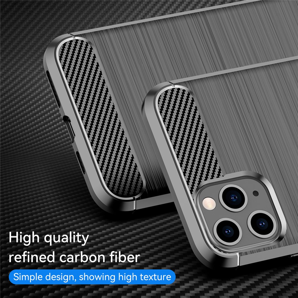 Carbon Fiber Brushed Texture Shock Absorption TPU Back Case Mobile Phone Cover for iPhone 11 Pro 5.8 inch - Black-2