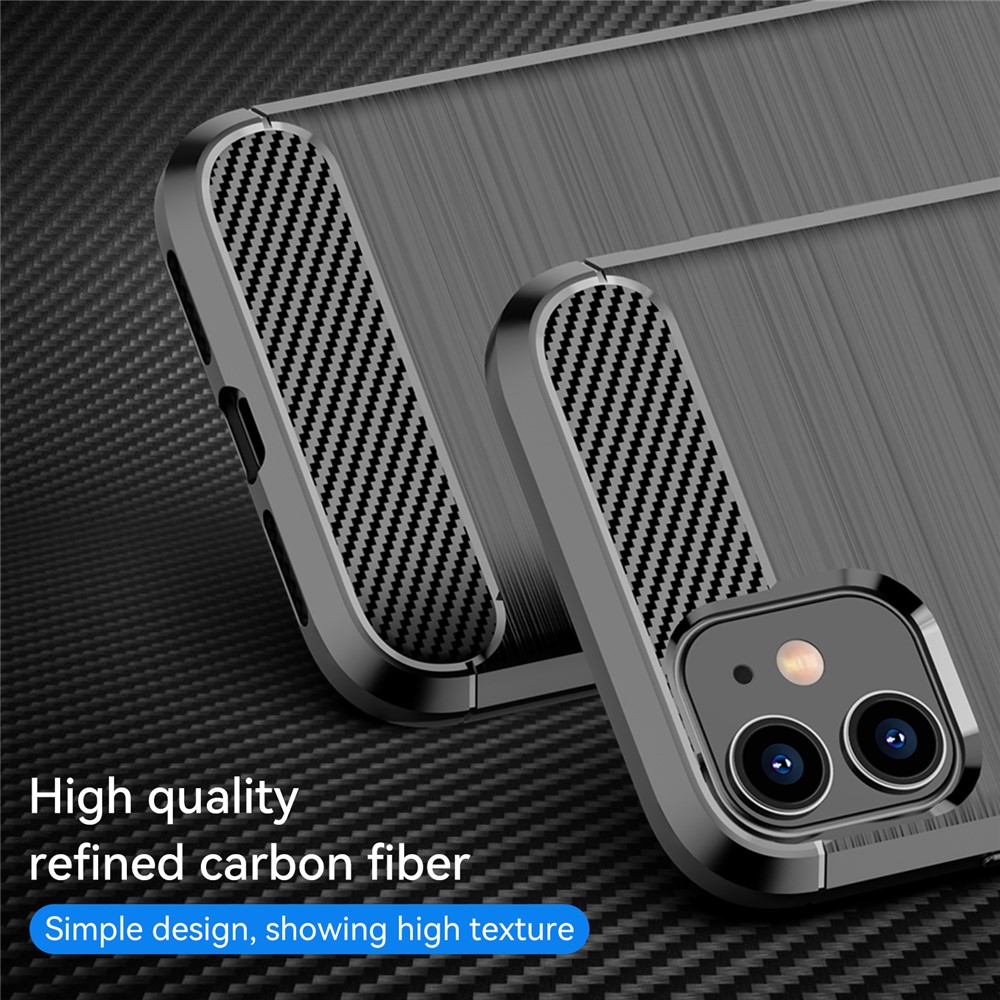 Carbon Fiber Brushed Texture Impact Buffer TPU Back Case Mobile Phone Cover for iPhone 11 6.1 inch - Black-2