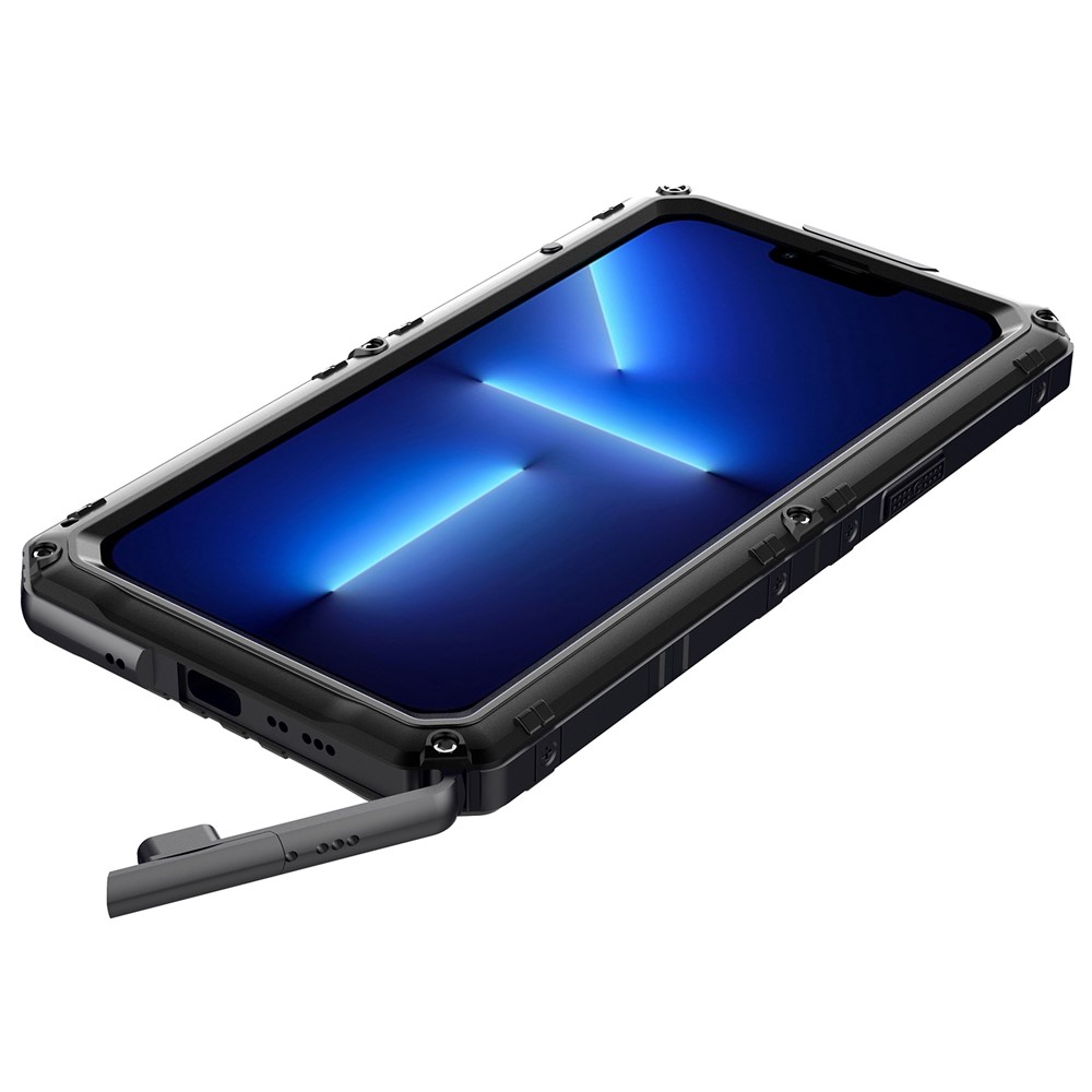 Shockproof Waterproof Dust-proof Drop-roof Silicone + Metal Full Cover Phone Case Hybrid Shell for iPhone 13 Pro Max 6.7 inch - Black-3