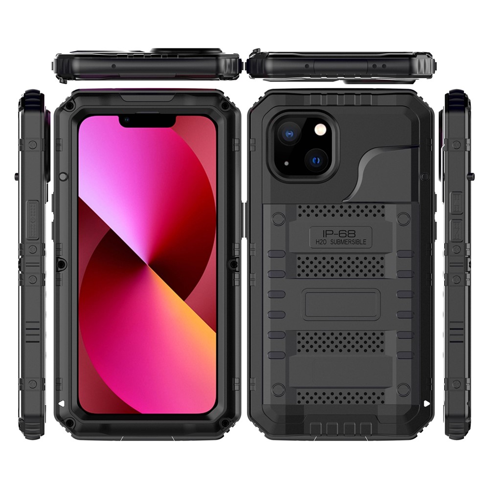 Anti-drop Shockproof Waterproof Dust-proof Silicone + Metal Protective Phone Case Shell for iPhone 13 6.1 inch - Black-10