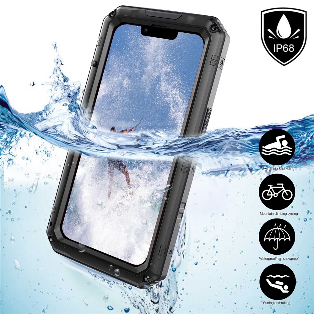 Anti-drop Shockproof Waterproof Dust-proof Silicone + Metal Protective Phone Case Shell for iPhone 13 6.1 inch - Black-4
