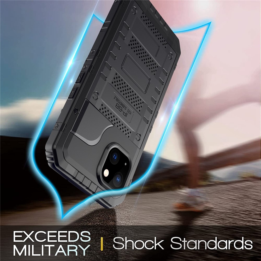 Anti-drop Shockproof Waterproof Dust-proof Silicone + Metal Protective Phone Case Shell for iPhone 13 6.1 inch - Black-5