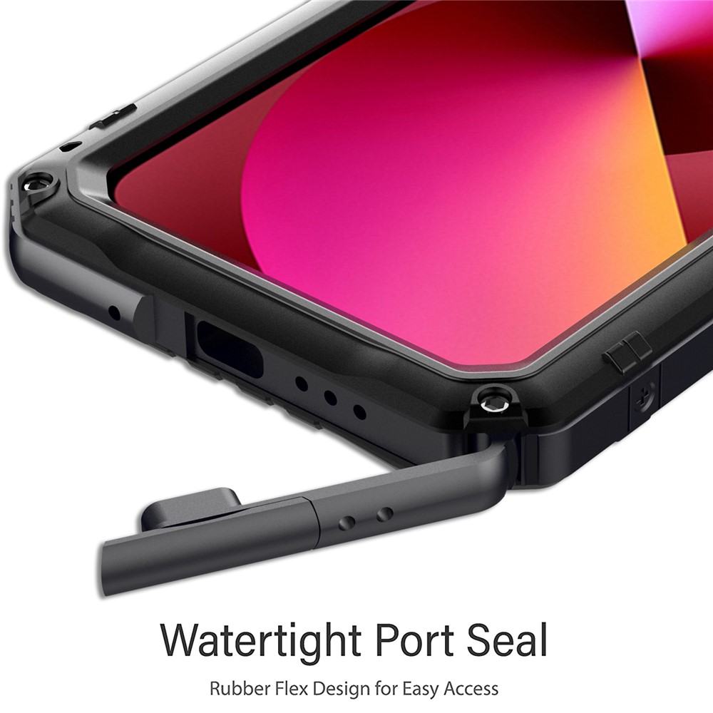 Anti-drop Shockproof Waterproof Dust-proof Silicone + Metal Protective Phone Case Shell for iPhone 13 6.1 inch - Black-7