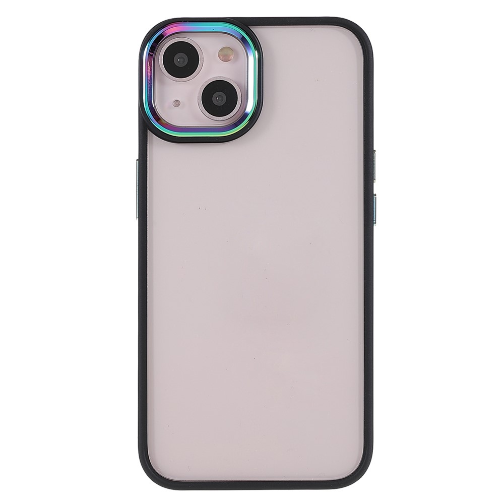 Multi-color Electroplating Metal Camera Lens Ring Buttons Back Cover TPU + Acrylic Hybrid Case for iPhone 13 mini 5.4 inch - Black-2