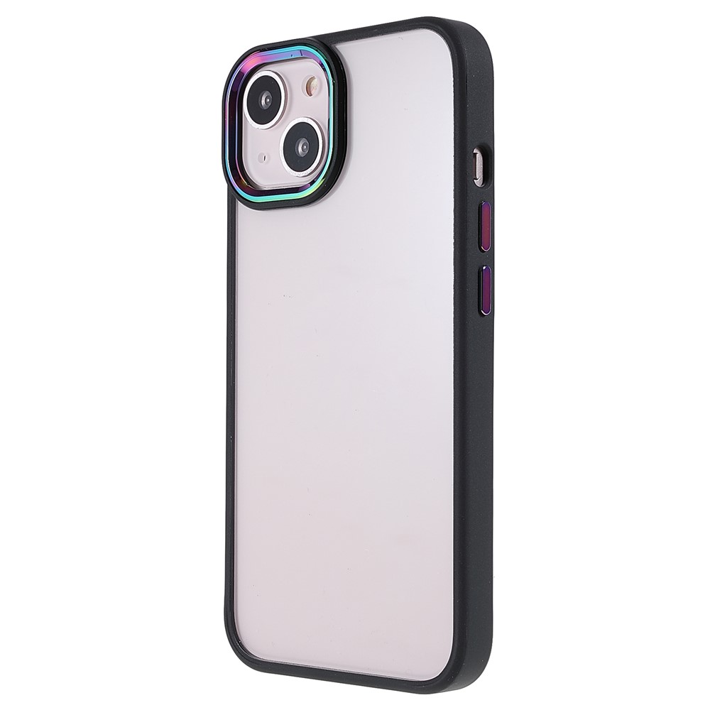 Multi-color Electroplating Metal Camera Lens Ring Buttons Back Cover TPU + Acrylic Hybrid Case for iPhone 13 mini 5.4 inch - Black-3