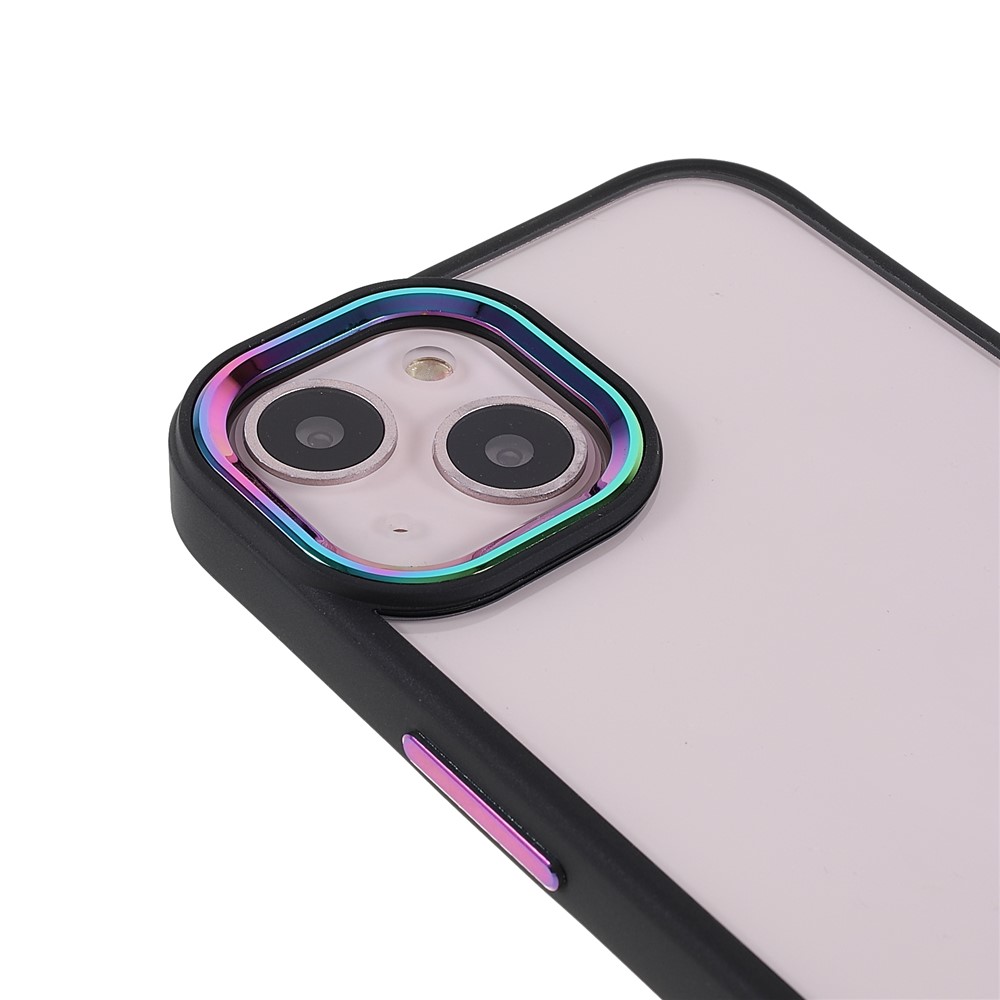 Multi-color Electroplating Metal Camera Lens Ring Buttons Back Cover TPU + Acrylic Hybrid Case for iPhone 13 mini 5.4 inch - Black-5