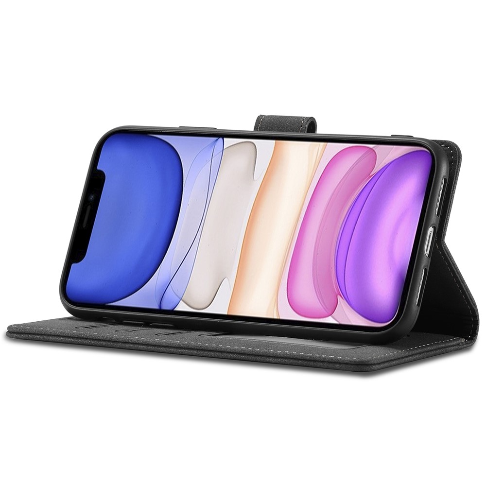 Matte PU Leather + TPU Wallet Stand Phone Cover Protector with RFID Blocking Function for iPhone 11 6.1 inch - Black-4