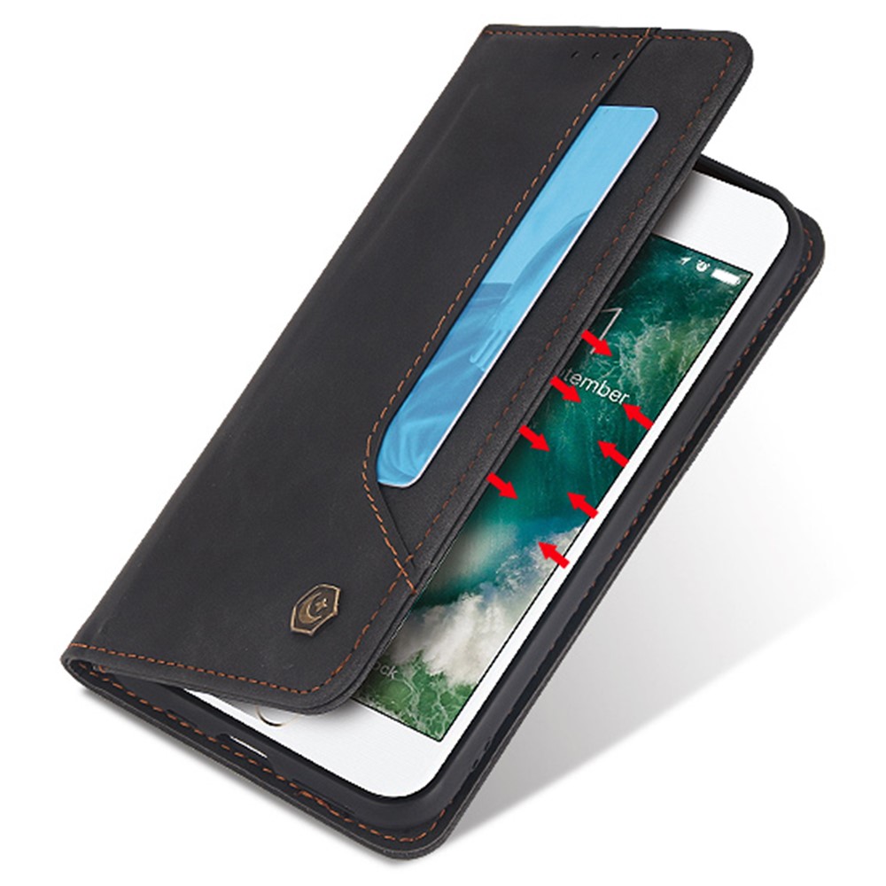 POLA 008 Series Full Protection Retro PU Leather Wallet Phone Case Flip Stand Auto Magnetic Closed Cover for iPhone 7 / 8 4.7 inch / SE (2nd Generation) - Black-5