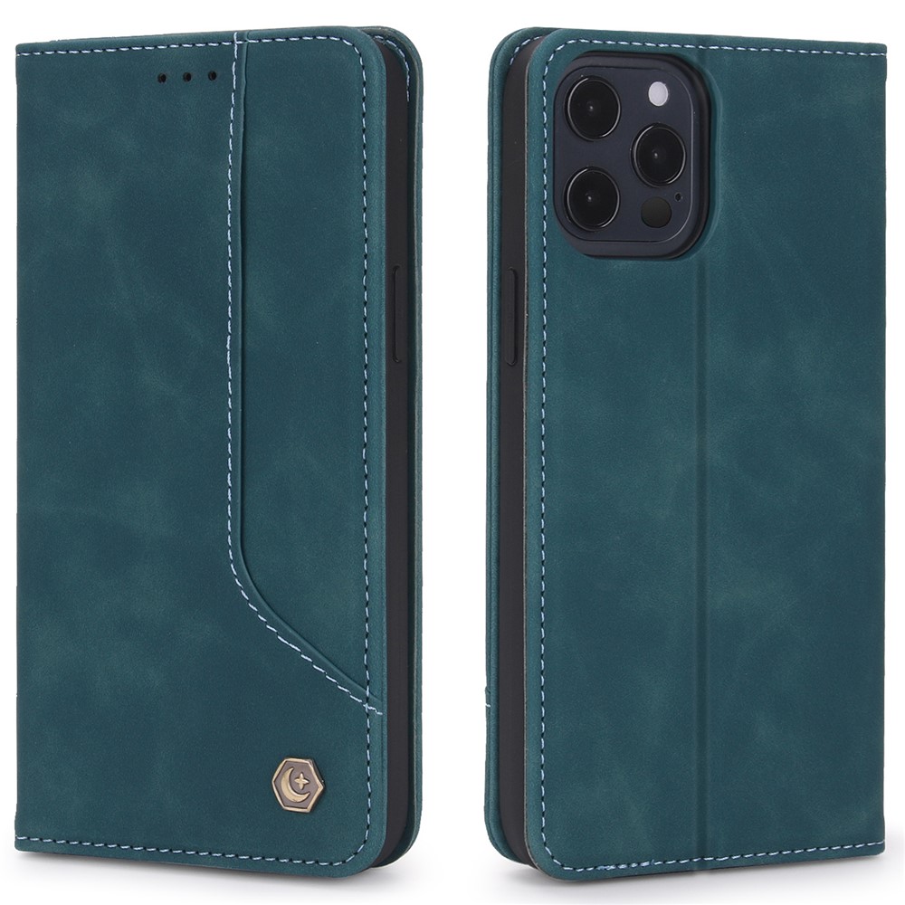POLA 008 Series Vintage PU Leather Flip Wallet Case Auto Closing Magnetic Shockproof Protective Phone Cover with Stand for iPhone 11 Pro Max 6.5 inch - Blue