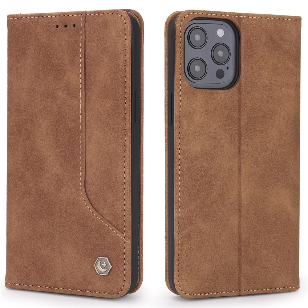 POLA 008 Series Vintage PU Leather Flip Wallet Case Auto Closing Magnetic Shockproof Protective Phone Cover with Stand for iPhone 11 Pro Max 6.5 inch - Brown