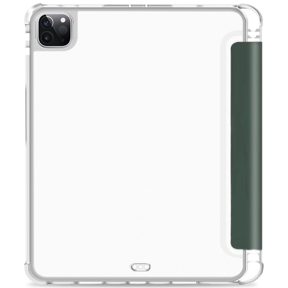 Anti-drop Trifold Stand Protective Cover Shockproof Transparent Tablet Case with Pencil Holder for iPad Pro 12.9-inch (2021) - Midnight Green-3
