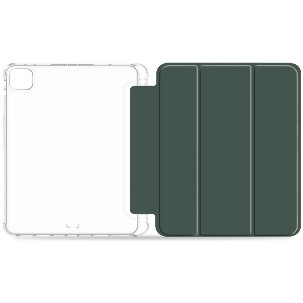 Anti-drop Trifold Stand Protective Cover Shockproof Transparent Tablet Case with Pencil Holder for iPad Pro 12.9-inch (2021) - Midnight Green-7