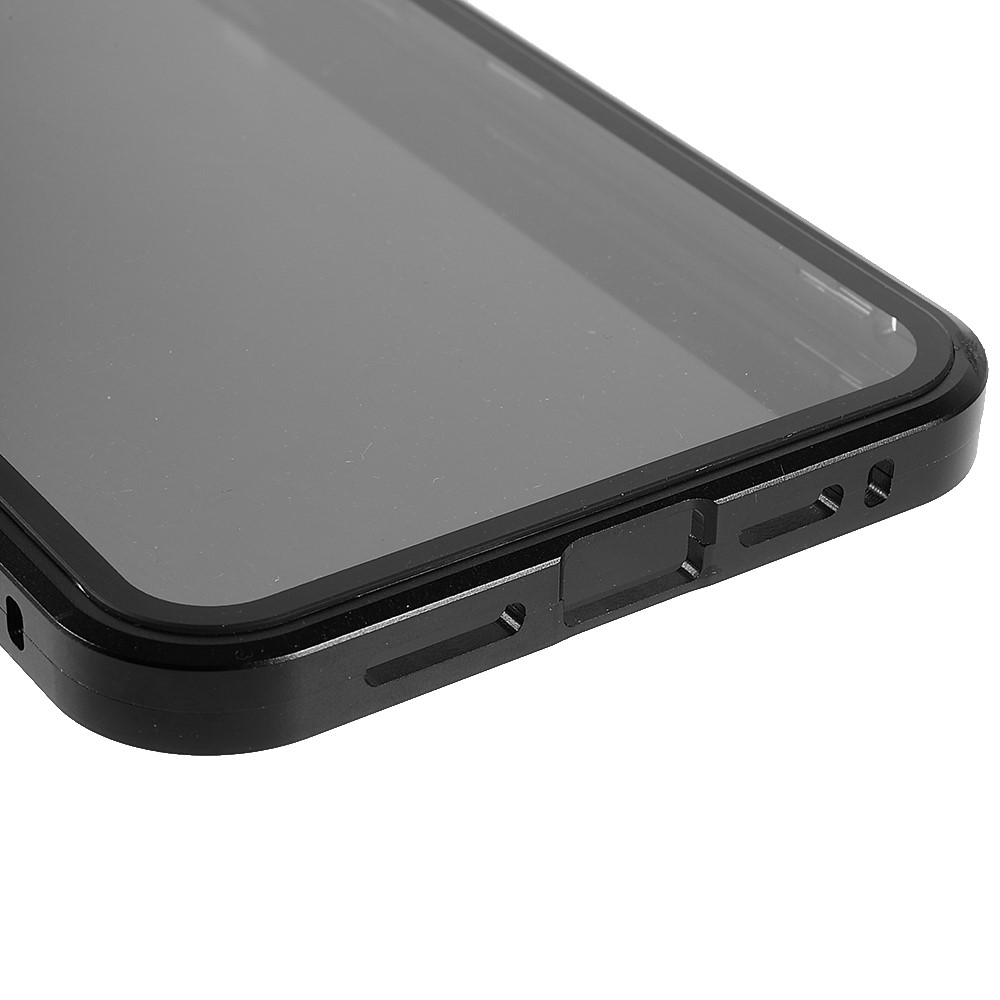 For iPhone 13 Pro 6.1 inch Metal Bumper + Double-sided Tempered Glass Phone Case Anti-peep Magnetic Protective Cover - Black-5