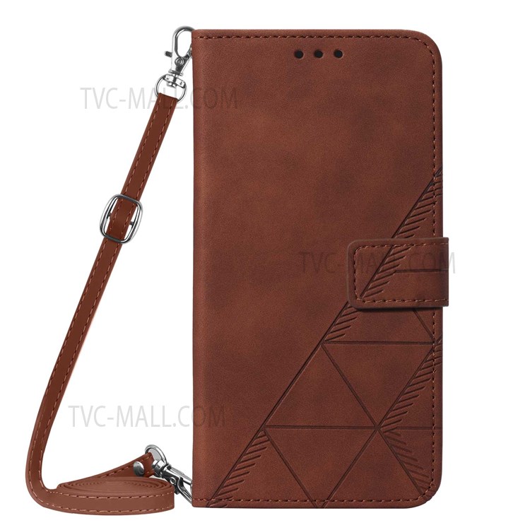 PB2-1 Series Imprinting Lines PU Leather + TPU Phone Case Stand Wallet Cover with Shoulder Strap for iPhone 6 Plus / 7 Plus / 8 Plus - Brown-2