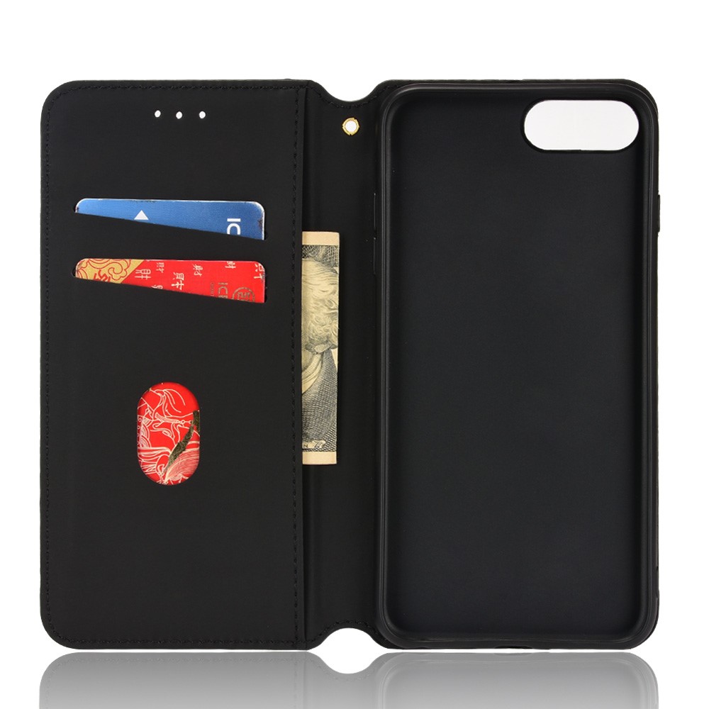 Anti-scratch Rhombus Pattern Imprinted Cell Phone Case PU Leather + TPU Protective Cover with Stand Wallet for iPhone 6 Plus / iPhone 6s Plus / iPhone 7 Plus / iPhone 8 Plus 5.5 inch - Black-8