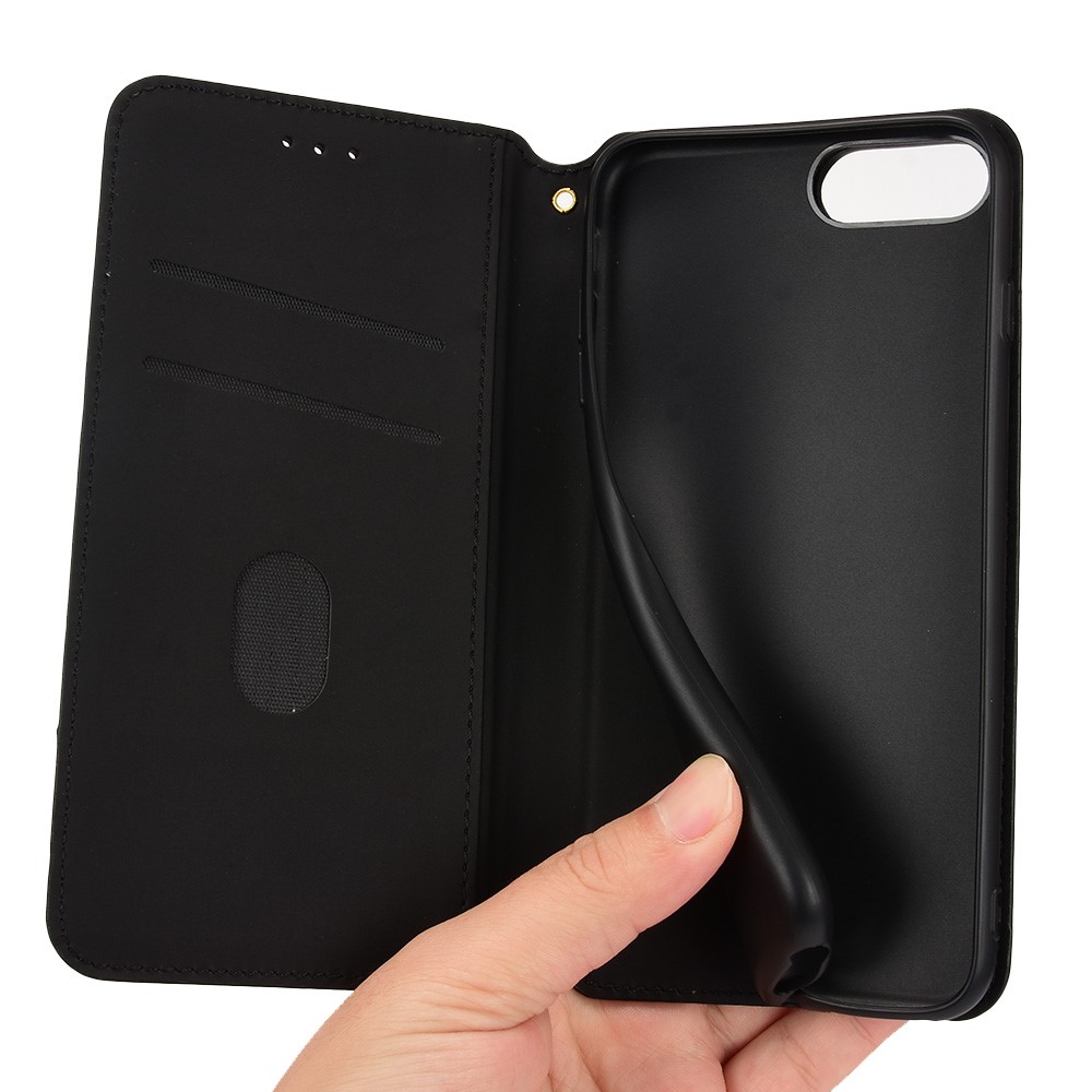 Anti-Scratch-Rhombus-Muster-Imprited-Handy-Kasten PU-Leder + TPU-Schutzhülle Mit Stand-Wallet Für IPhone 6 Plus / IPhone 6s Plus. / IPhone 7 Plus. / IPhone 8 Plus 5,5 Zoll - Schwarz