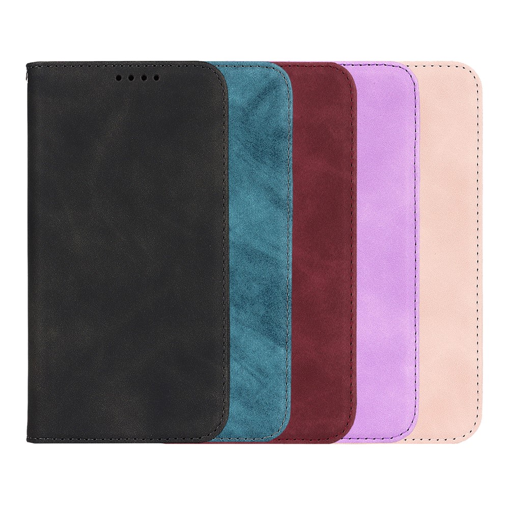 For iPhone 13 Pro Max 6.7 inch PU Leather Skin-touch Feeling Auto-absorbed Folio Fip Phone Case Shell with Wallet Stand - Black-10