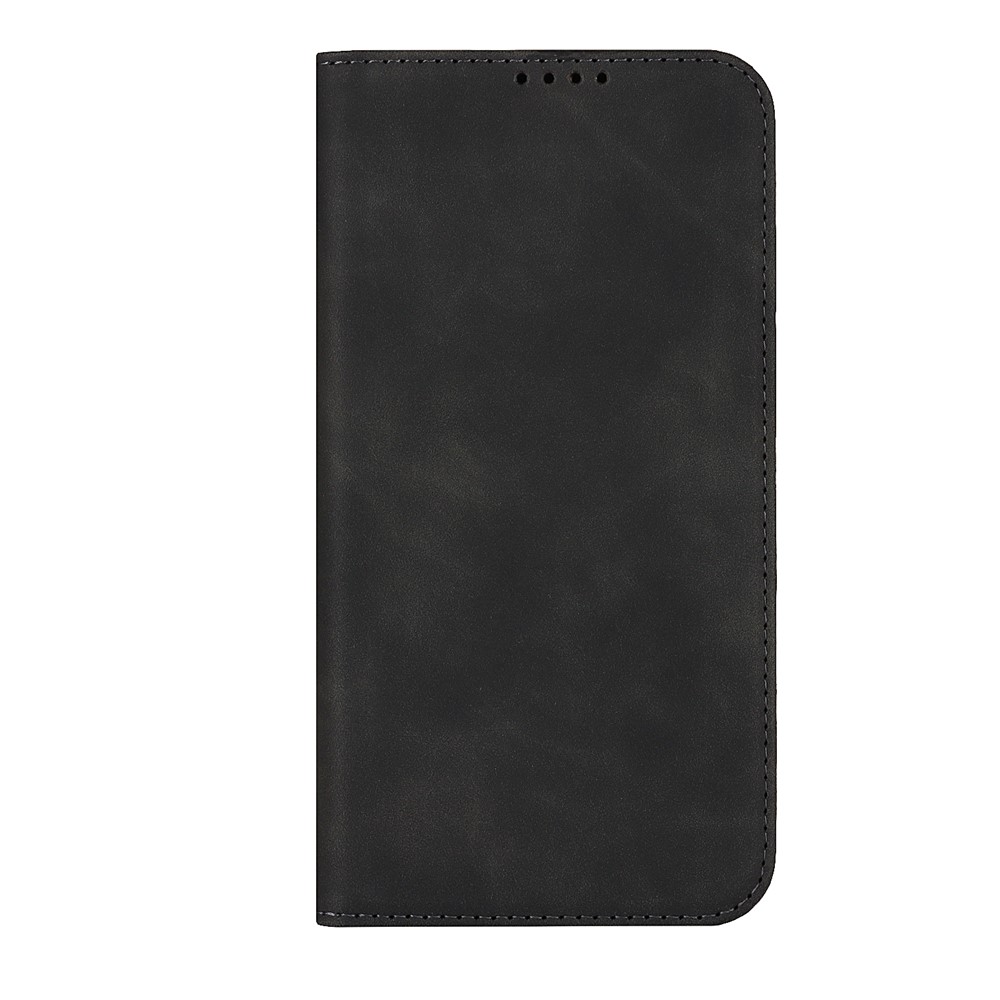 For iPhone 13 Pro Max 6.7 inch PU Leather Skin-touch Feeling Auto-absorbed Folio Fip Phone Case Shell with Wallet Stand - Black-2