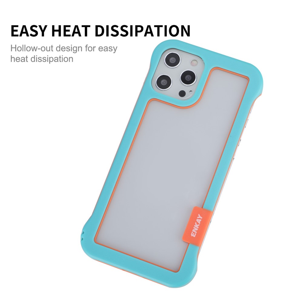 ENKAY For iPhone 12 Pro 6.1 inch/12 6.1 inch Heat Dissipation Slim Phone Case Frameless Drop Resistance Protective Cover with Hollow Design - Blue-3