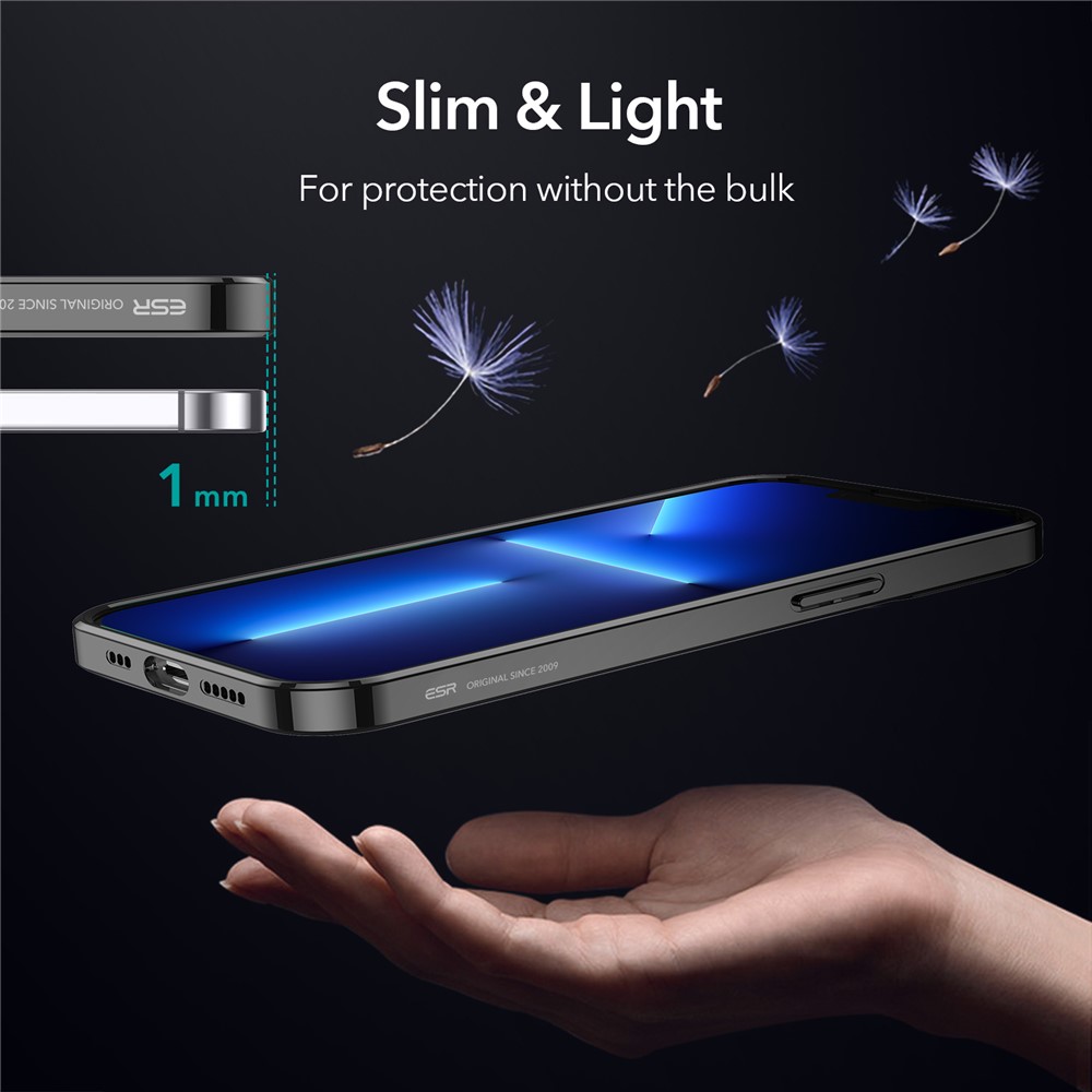 ESR Project Zero Series Case for iPhone 13 Pro 6.1 inch, Slim Light Electroplating TPU Cell Phone Cover - Black-3
