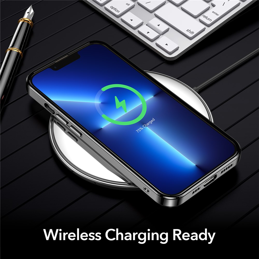 ESR Project Zero Series Case for iPhone 13 Pro 6.1 inch, Slim Light Electroplating TPU Cell Phone Cover - Black-8
