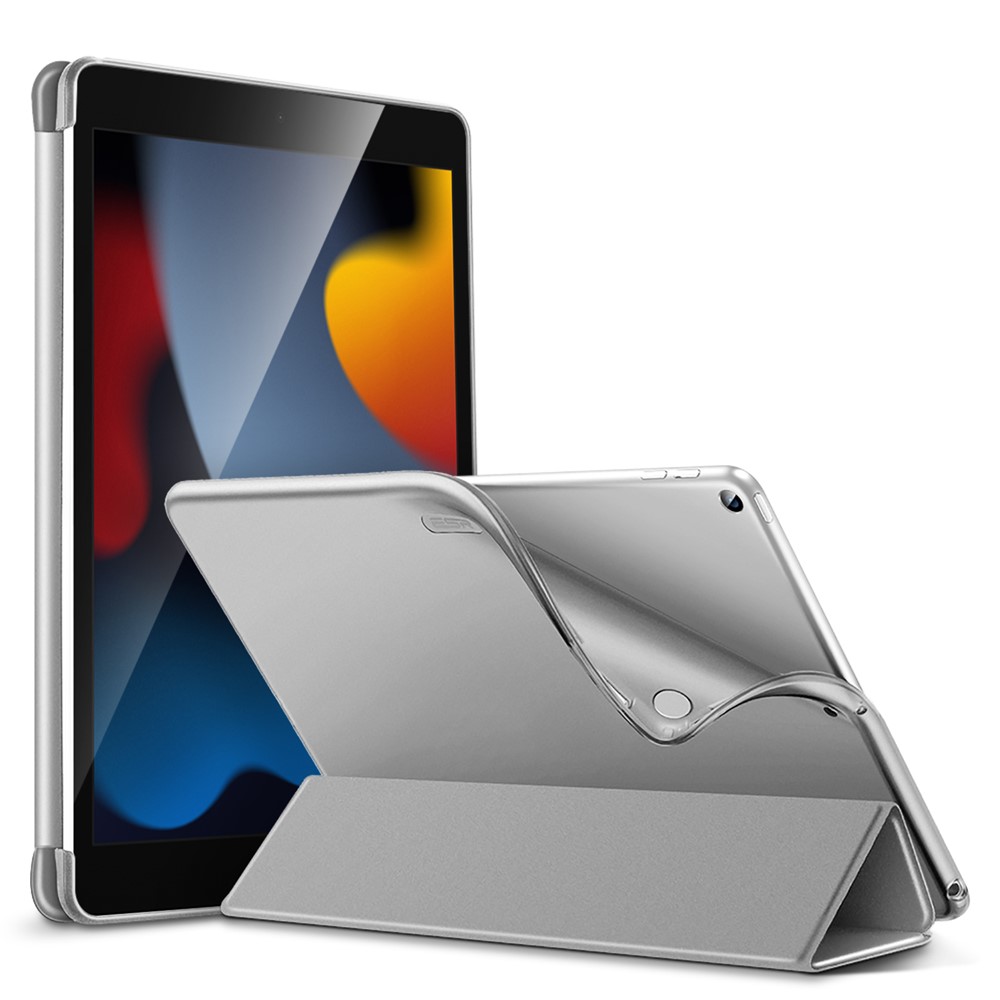 ESR Rebound Series for iPad 10.2 (2021)/(2020)/(2019) Tablet Case, Auto Wake/Sleep Folio Trifold Stand PU Leather TPU Back Shockproof Cover - Silver Grey