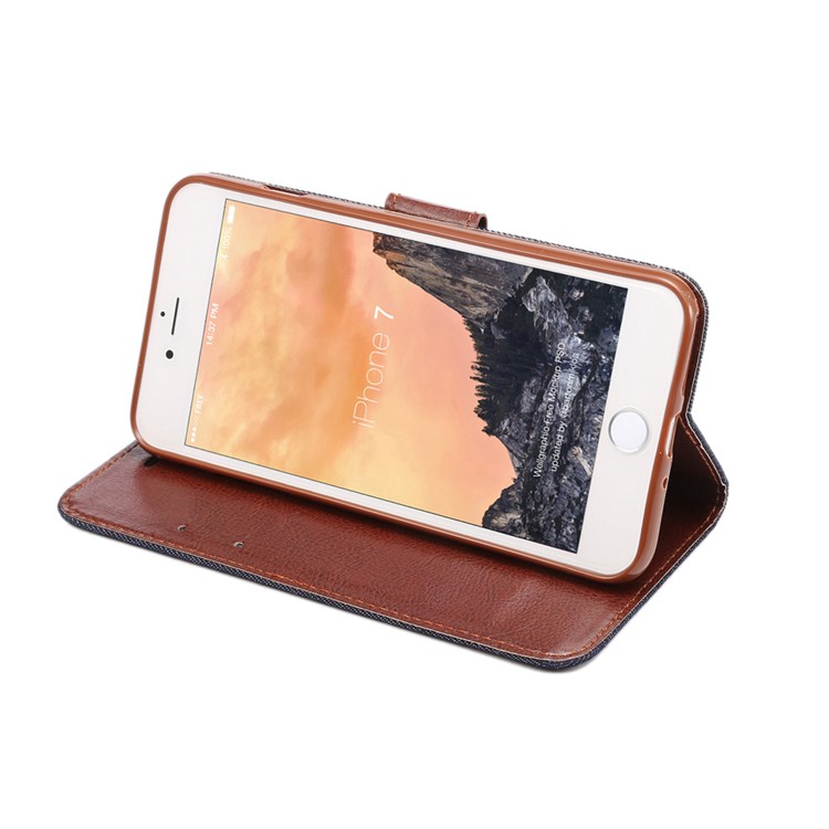 Estojo em pele em pele de tecido para iPhone 8 / 7 4.7 inch com cartão ranhura - negro-4