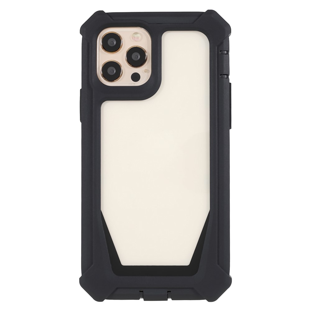 For iPhone 12 Pro Max 6.7 inch Soft TPU Frame + Durable Acrylic Back Shell Drop-proof Detachable 2-in-1 Phone Cover Case - Black-2