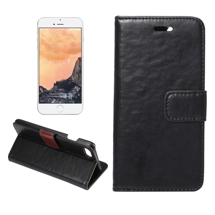 

Crazy Horse Leather Stand Shell for iPhone 7 4.7 - Black, iPhone 7 4.7 inch
