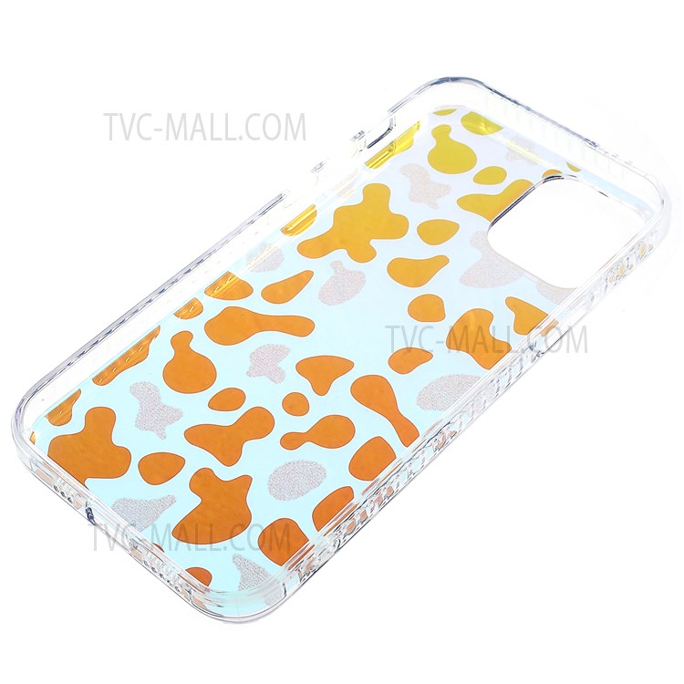 For iPhone 12 / 12 Pro 6.1 inch Sparkle Stylish Leopard Print Back Case Blu-ray IMD Shockproof Protection Hard Acrylic + Soft TPU Slim Cover - Black/Gold Leopard-4